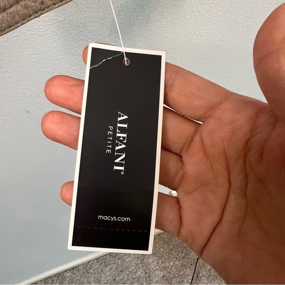 NEW Alfani Womens Faux Leather Jacket Taupe Zip Up Petite Size S Super Soft - Picture 6 of 9